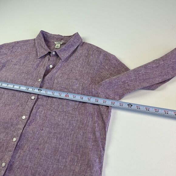 LL Bean Washable Linen Tunic Shirt L Button Up Coastal Grandma Resort Classic - Picture 5 of 9